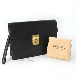 LOEWE Anagram Clutch Bag/Second Bag in Black Leather for Men